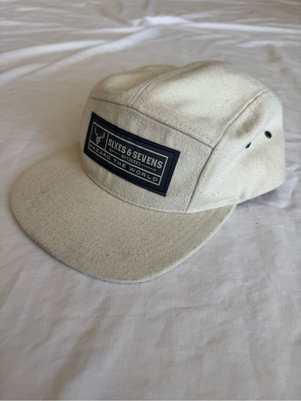 Sixes and Sevens Outdoor Flat Brim Cream Camp Cap